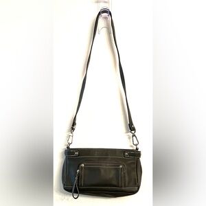 Longchamp Dark Gray Leather Crossbody • Anthracite • Contrast Stitch